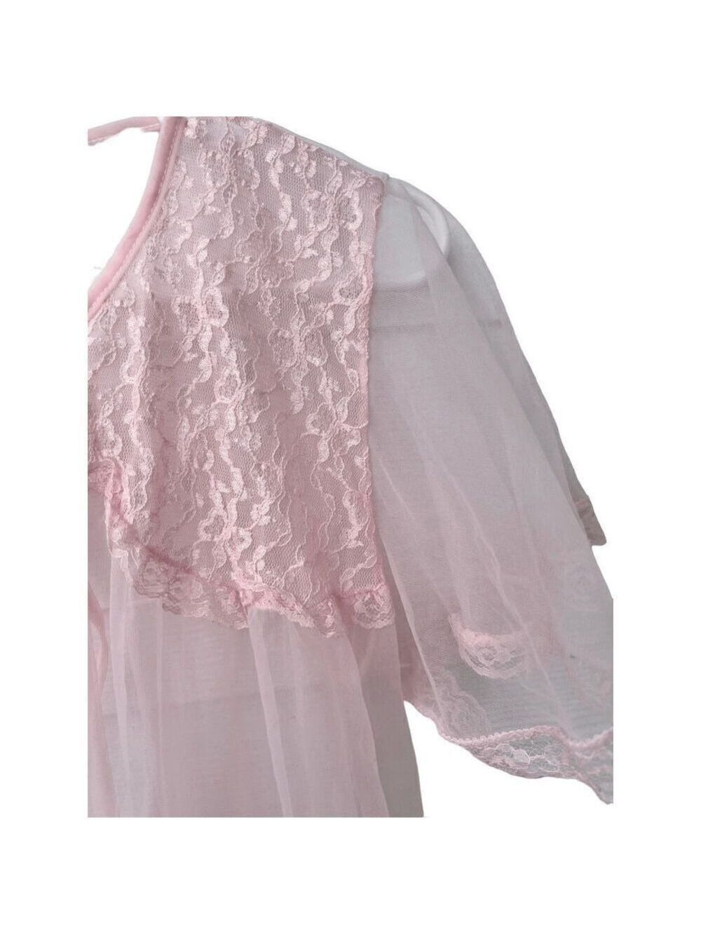VTG 70s nightie pastel pink Peignoir size XL - Picture 3 of 10
